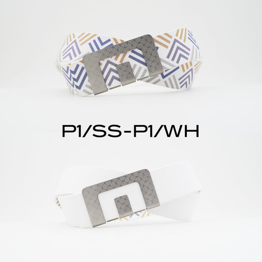 MIN BELT - SILVER P1 BUCKLE, WHITE P1 STRAP